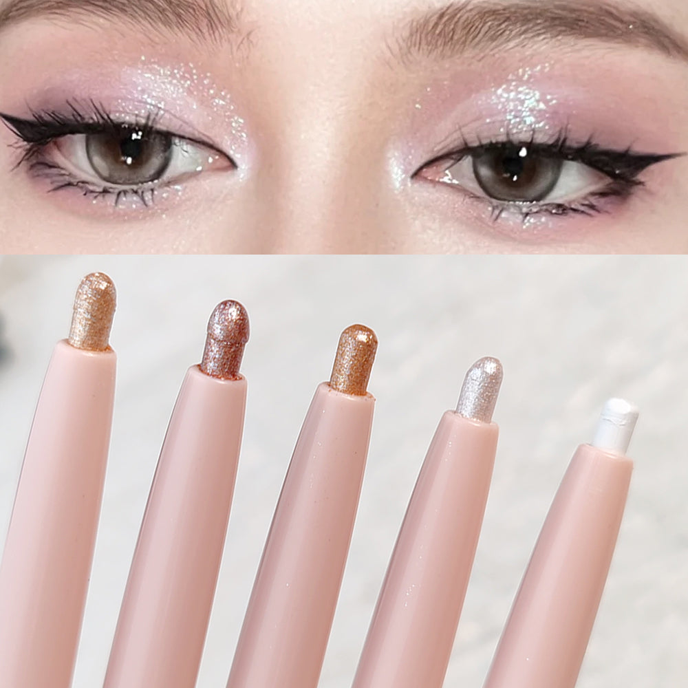 Glitter Highlighter Pen Waterproof Pearlescent Matte White Sliver Brighten Lying Silkworm Eyeshadow Stick Makeup