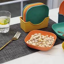 10Pcs Multi-function Spit Bone Dish Household Food Grade Plastic Spit Bone Dish Round Square Set Dining Table Garbage Plate